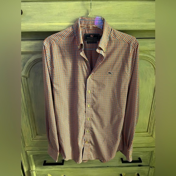Vineyard Vines Red, White & Blue Plaid Slim Fit Whale Shirt Button Down - Picture 1 of 5